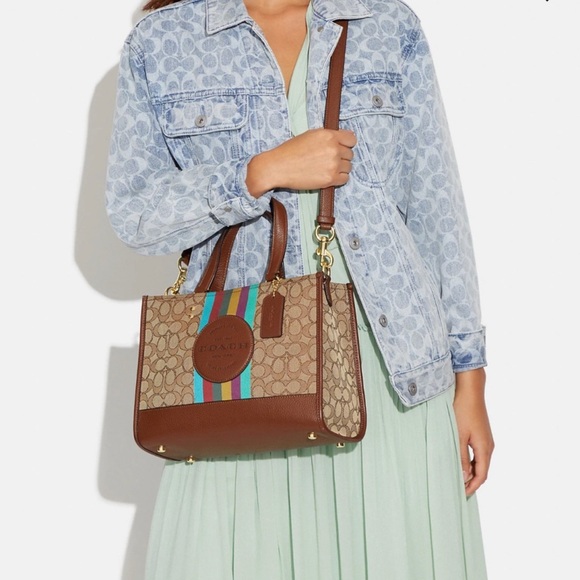 Coach Dempsey Carryall Bag Signature Jacquard Stripe Patch + Matching Wallet - Picture 1 of 15